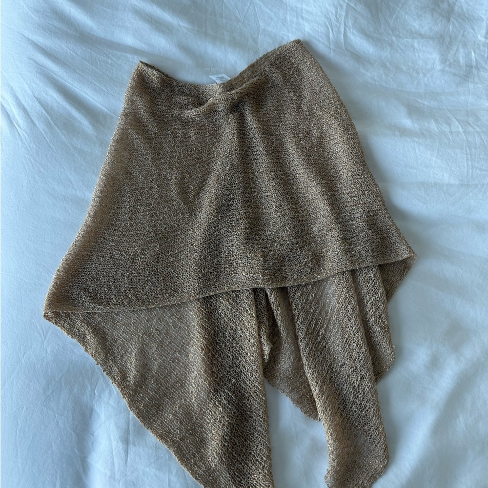 Jaded London Metallic Bronze Knit Poncho Shrug